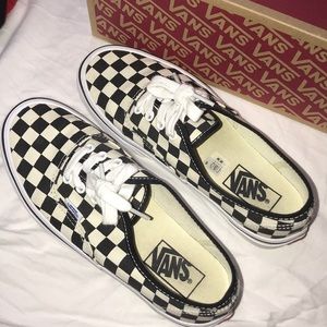 Black and white checkered vans  authentic